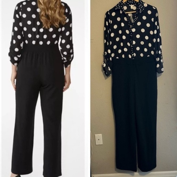 Cato Pants - NWOT - CATO Polka Dot Jumpsuit Black White